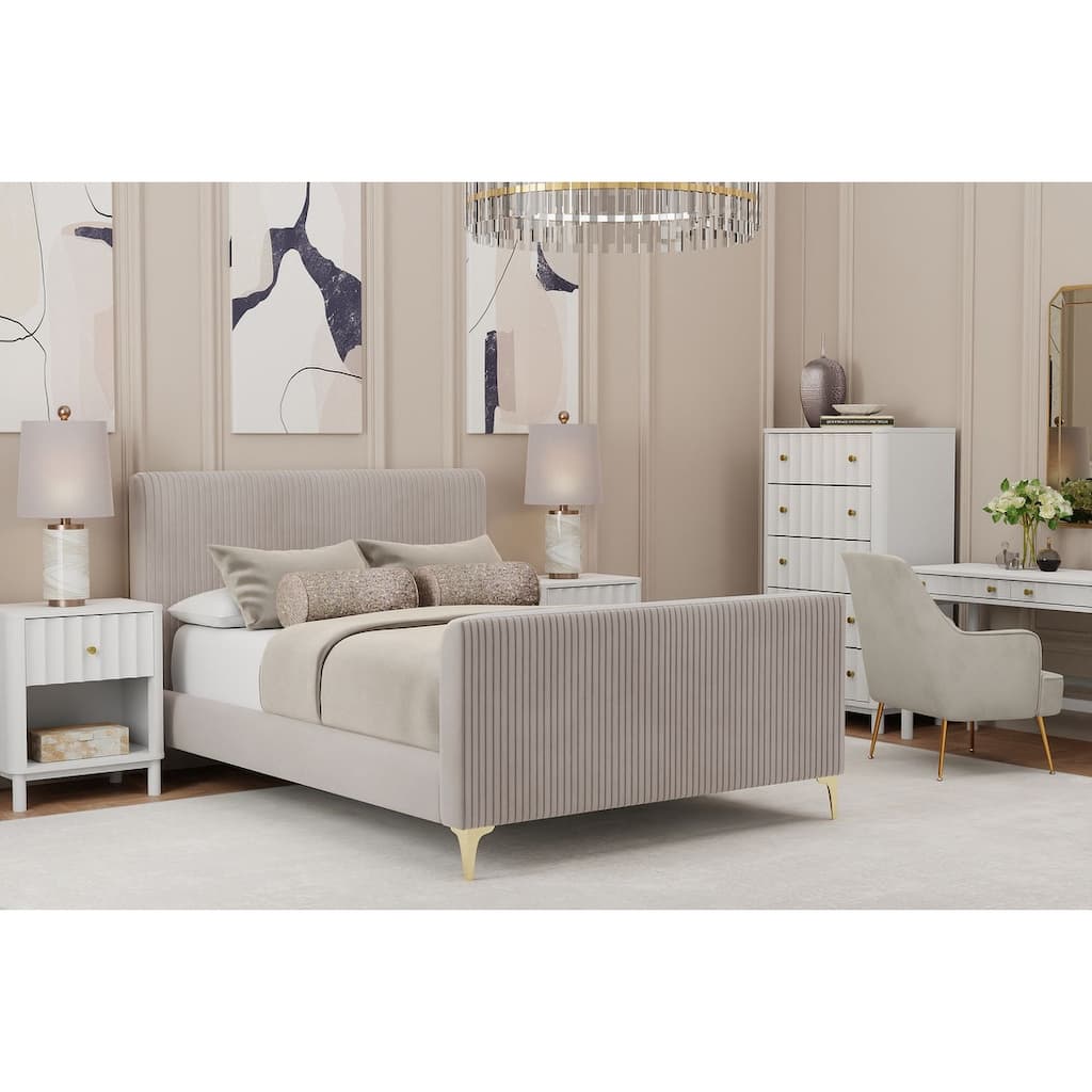 Alpine Furniture Zaldy Platform Bed, Light Grey