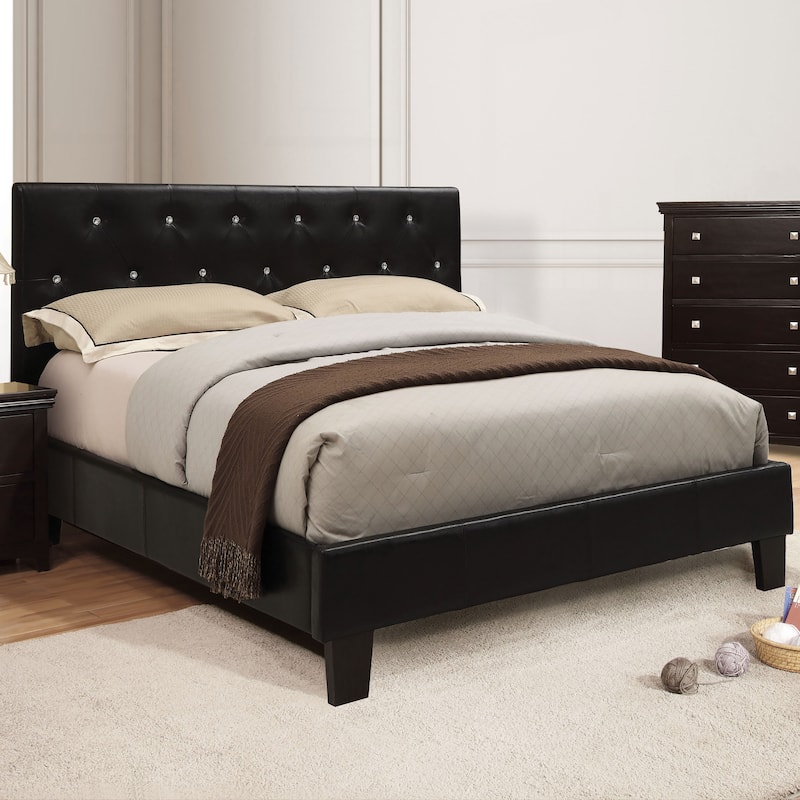 Furniture of America Lury Modern Faux Leather Tufted Platform Bed - Black - California King - California King