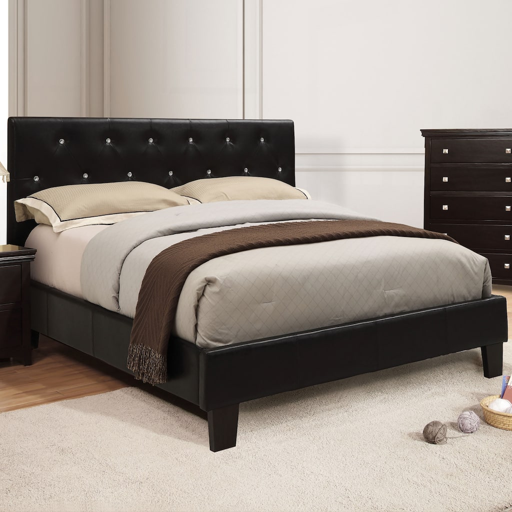 Furniture of America Lury Modern Faux Leather Tufted Platform Bed