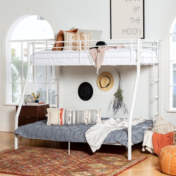 slide 2 of 13, Walker Edison Abner Metal Twin over Full Size Bunk Bed - White White