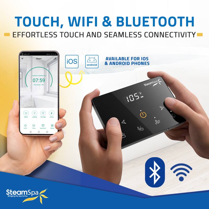 Black Series 9KW Steam Bath Generator with Fully Wireless Remote, BLUETOOTH, WIFI, and Auto Drain - 9 KW
