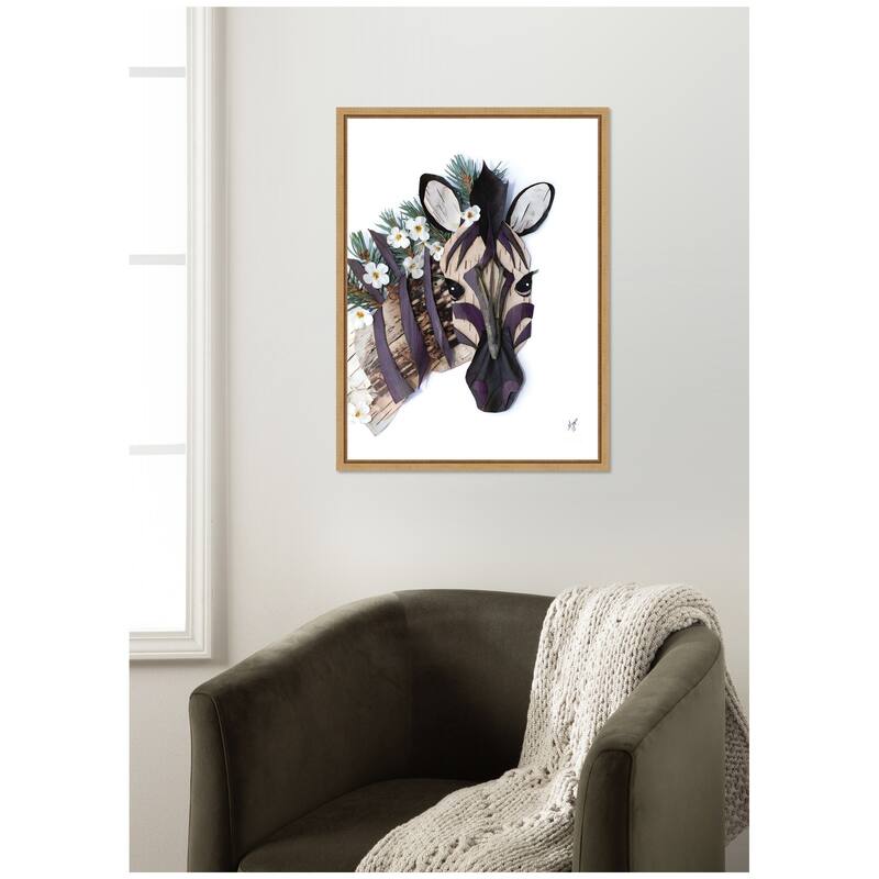 Kate and Laurel Zebra by Madeline Jeppesen Framed Canvas Wall Art Print