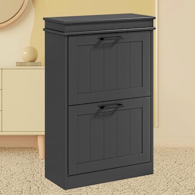 Narrow Shoe Rack Cabinet Organizer with 3 Flip Doors and Adjustable Shelves, Ideal for Entryways, Hallway and Porch Organizer