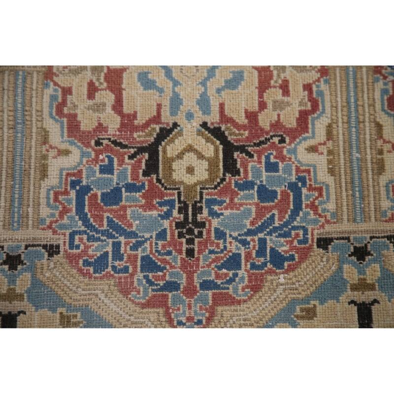 Blue Distressed Kerman Persian Vintage Area Rug Handmade Wool Carpet - 9'3" x 11'10"