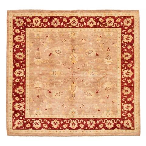ECARPETGALLERY Hand-knotted Oushak Brown Wool Rug - 8'0 x 7'6