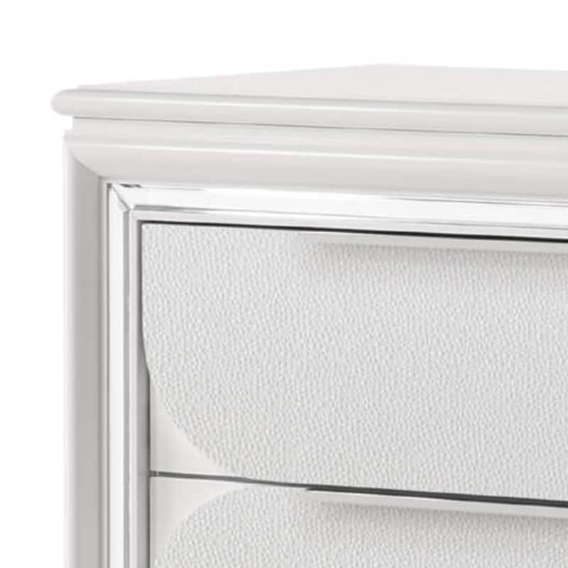 Rara 51 Inch Tall Dresser Chest, 5 Drawer, Mirror Trim, Acrylic, White