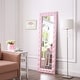preview thumbnail 10 of 9, Elegant Crystal Tufted Full-Length Vanity Mirror - 63"x22" - Versatile Hanging or Leaning Mirror for Bedroom & Dressing Room Pink