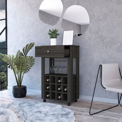Bar Cart Bayamon, Twelve Wine Cubbies, Four Legs for Kitchen, Party and Living Room