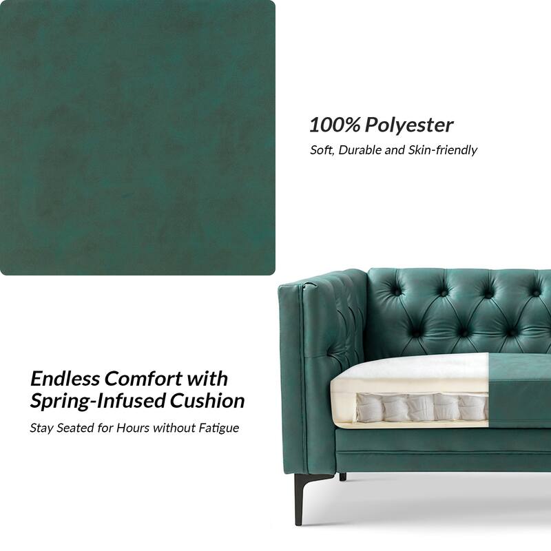 Calymne 84" Classic Square Arms Sofa with Button-Tufted Back by HULALA HOME