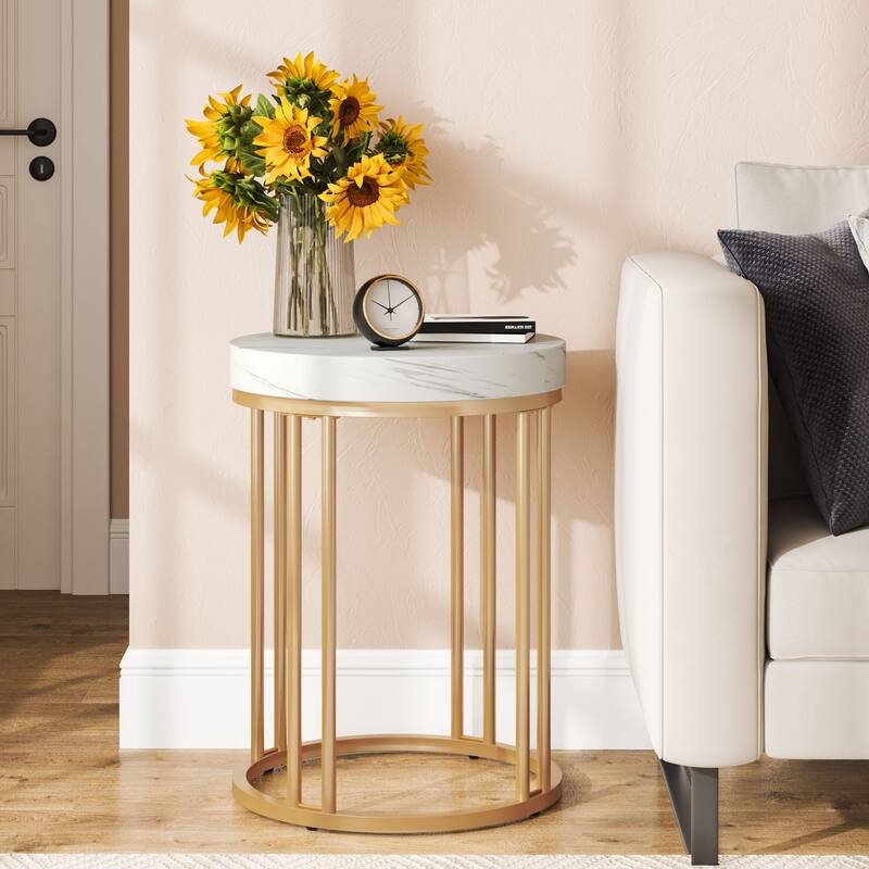 Round Side Table End Table, Modern Nightstand for Living Room Bedroom