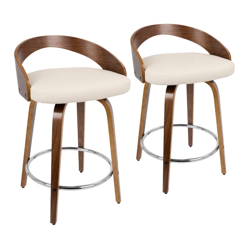 Carson Carrington Stavanger 24" Fixed-Height Counter Stool with Bent Wood Legs & Round Footrest (Set of 2)