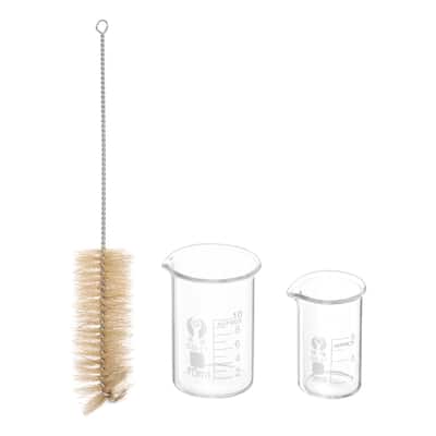 5ml 10ml Low Form Glass Beaker with Brush, 3.3 Glass Graduated Measuring Cups - Transparent