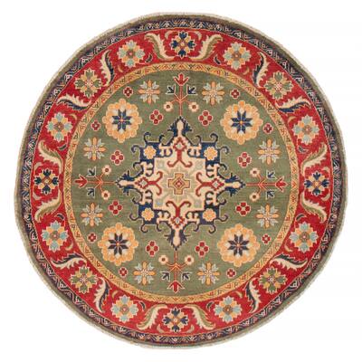 ECARPETGALLERY Hand-knotted Uzbek Ghazni Olive Wool Rug - 4'11 x 4'11