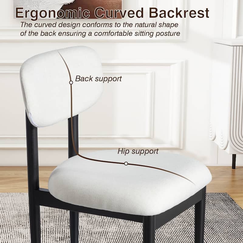 Modern Upholstered Dining Chair with Solid Wood Legs Side Chair for Kitchen Dining Room Living Room (Set of 2)