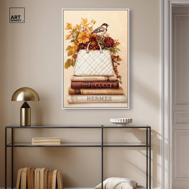 Little Bird Fall Flowers Glam Canvas by Art Remedy