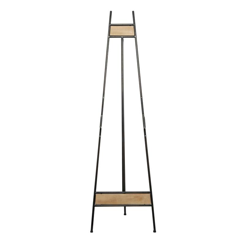 Metal Adjustable 3 Tier Display Easel with Chain Support and Wood Accents - Black - Roche River Decor - Black - 19"W, 66"H