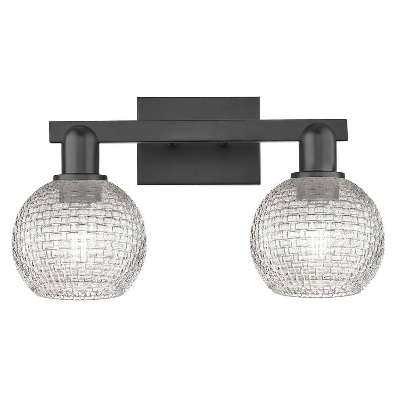 Innovations Lighting Endless Possibilities Arcadia - Athens - 2 Light 17" Basketweave Bath Vanity Light - Matte Black