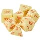 preview thumbnail 2 of 4, Set of 7 Dice - Harvest Nectar - Solid Yellow with Orange Paint - Yellow and Orange - 2.5x1.5x1.5 in.