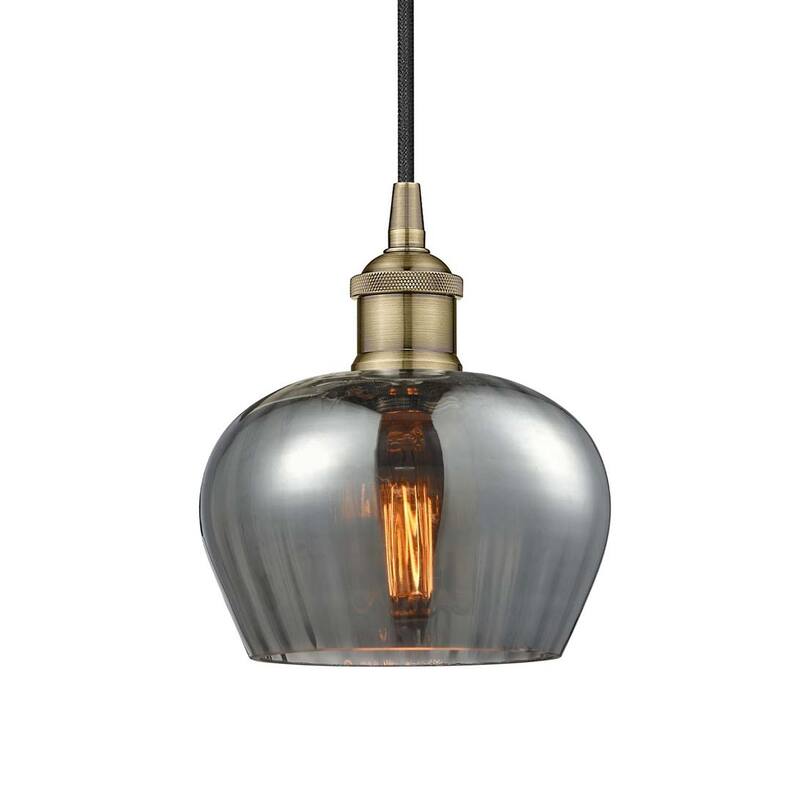 Innovations Lighting 616-1P-9-7 Fenton Pendant Fenton 7" Wide Mini - Antique Brass / Plated Smoke