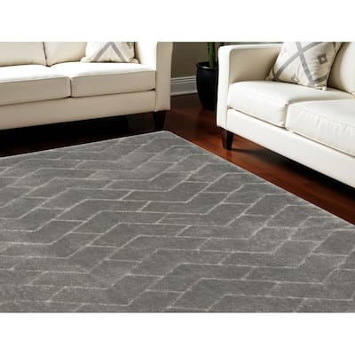 Hozay Power Loomed Modern Stain Resistant Soft Area Rug By HomeRoots - 118' X '94' X '1.58