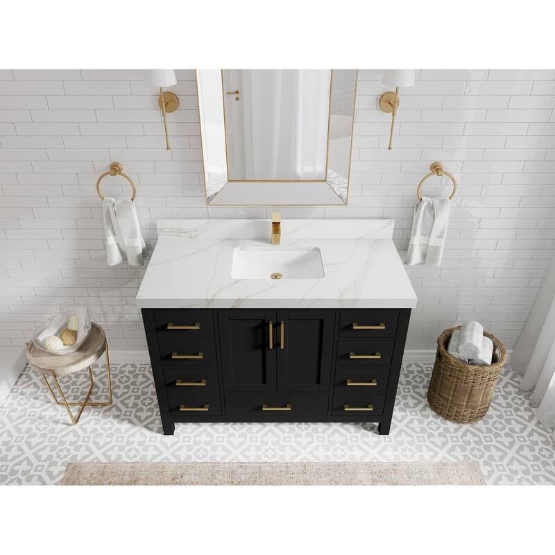 Willow Collection 48 in. W x 22 in. D Malibu Single Sink Bathroom Vanity with Countertop