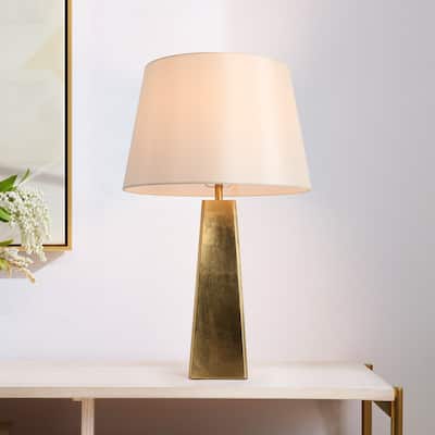Mid-Century Modern Table Lamp Antique Gold Desk Lights for Bedroom Living Room - D15.7"xH25.5"
