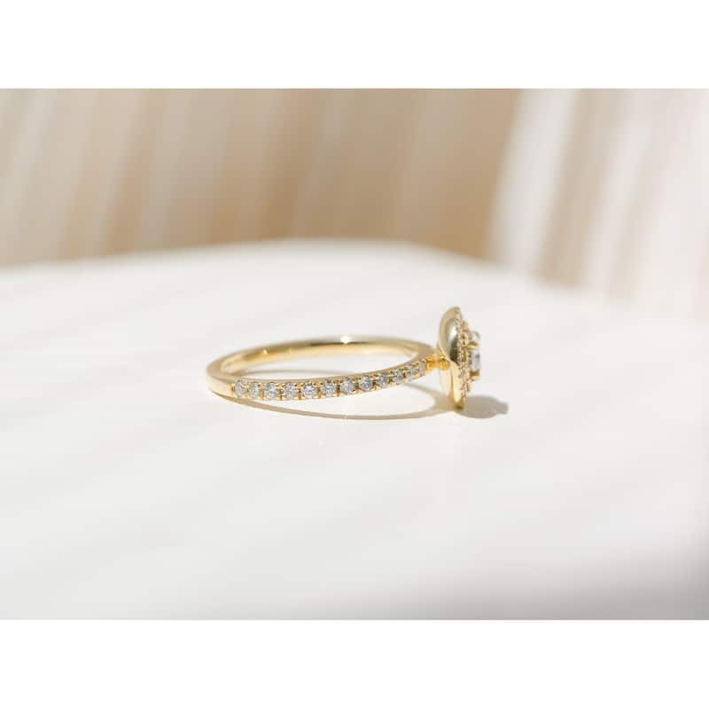 Kobelli 0.8 Carat Lab Grown Diamond 14k Solid Gold Oblong Cluster Near Eternity Engagement Ring (DEF/VS)