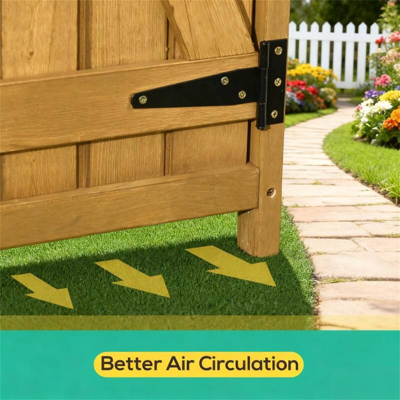 Outdoor Storage Cabinet Wooden Shed with Waterproof Asphalt Rood, Lockable Doors