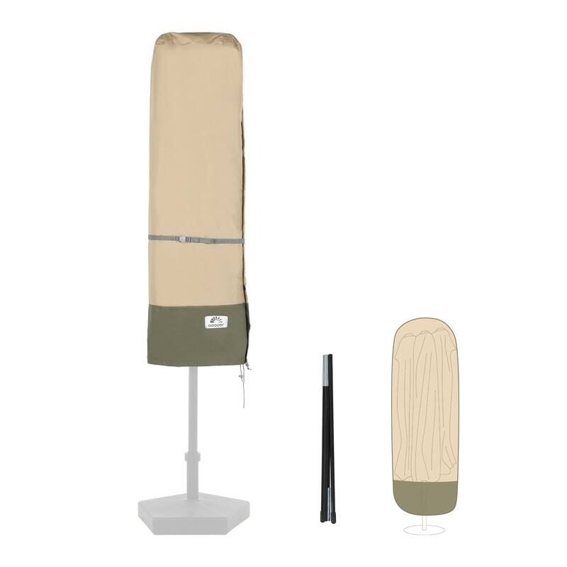 Aoodor Heavy Duty Patio Umbrella Cover for 8-11ft Double-Sided Umbrella - Beige/Green