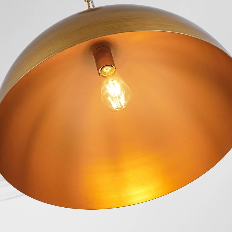 1-Light Industrial Retro Handmade Brushed Gold Dome Pendant Light