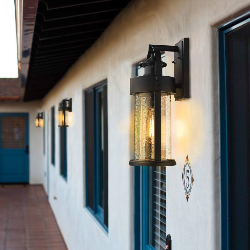 Motion Sensor Outdoor Wall Light with Seeded Glass