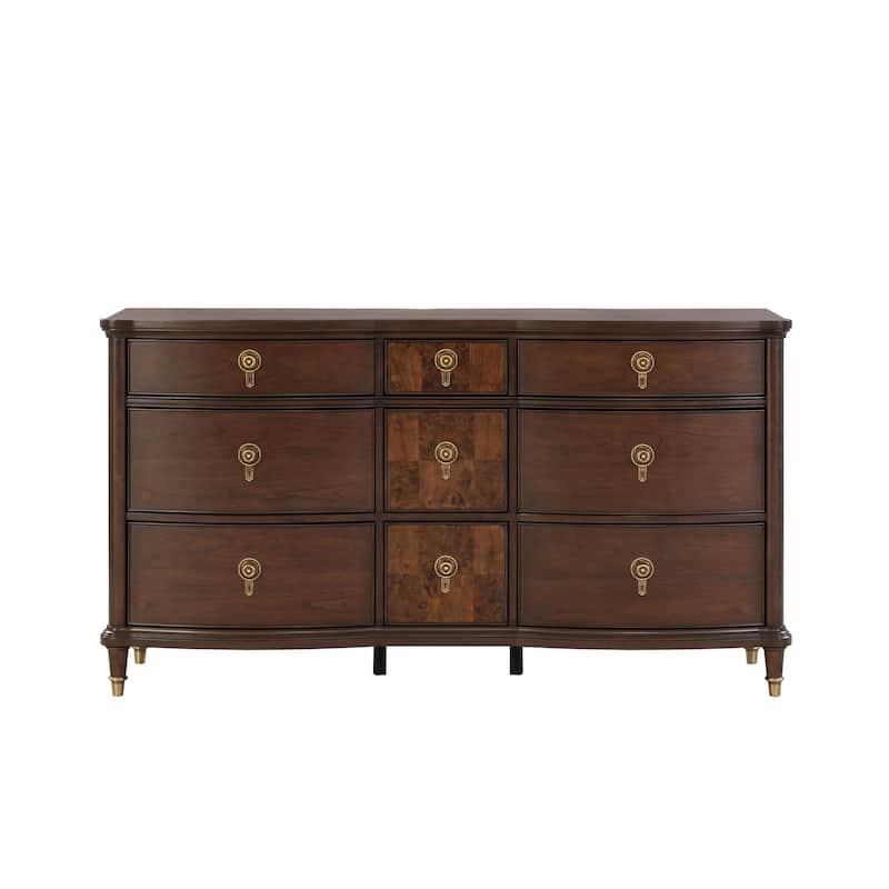 Furniture of America Prylen Modern Dark Cherry Solid Wood 9-Drawer Dresser