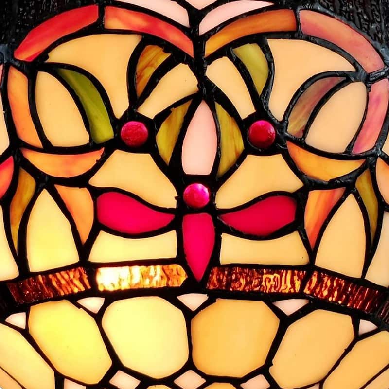 Tiffany Style Stained Glass Semi-flush Pendant Lamp from Amora Lighting