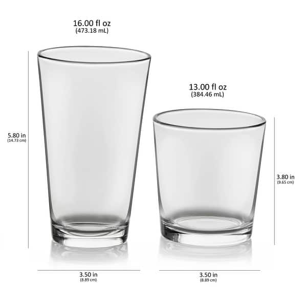 Libbey Flare 16-Piece Tumbler and Rocks Glass Set - Set of 16