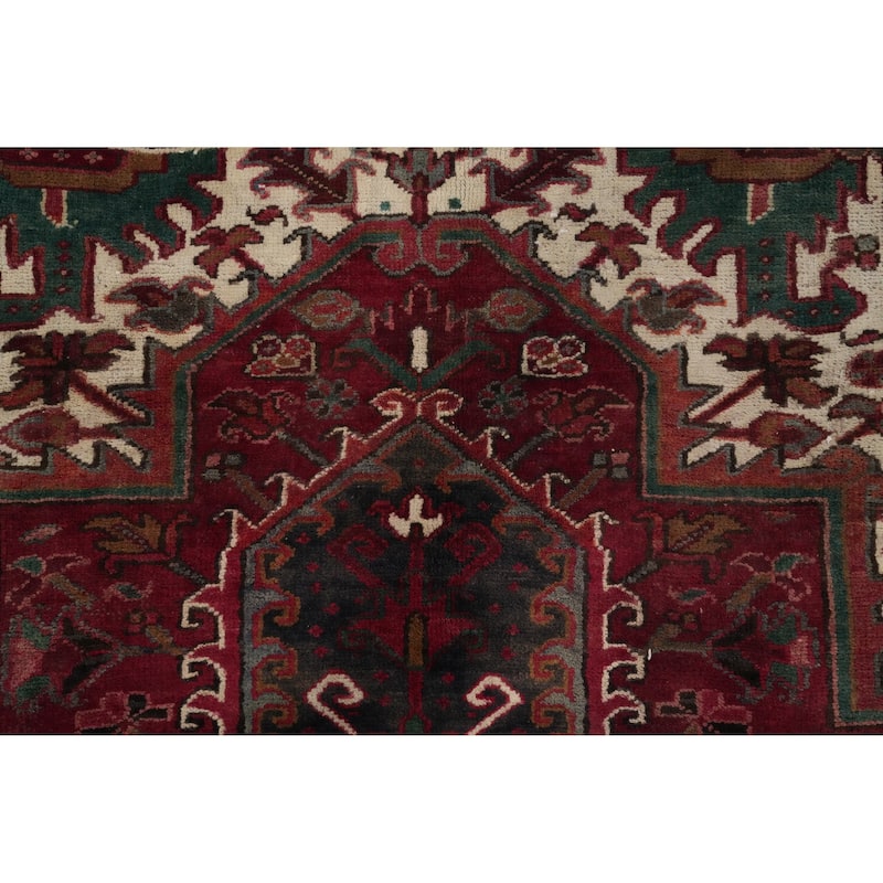 Hand Knotted Oriental 100% Wool Carpet Traditional Medallion Red Heriz Area Rug - 12' 10'' X 9' 11''