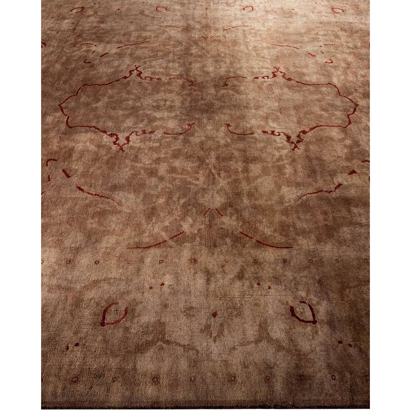 Overton Hand Knotted Wool Vintage Inspired Modern Contemporary Overdyed Brown Area Rug - 8' 3" x 9' 10"