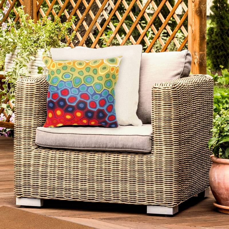 Liora Manne Visions III Pop Swirl Indoor/Outdoor Pillow Multi 20" Square - Pillow Covers - 20" x 20" - Polyester - Red