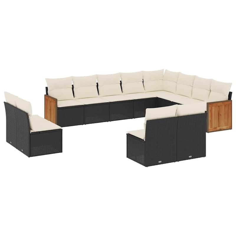 vidaXL Patio Sofa Set with Cushions Outdoor Conversation Furniture Poly Rattan