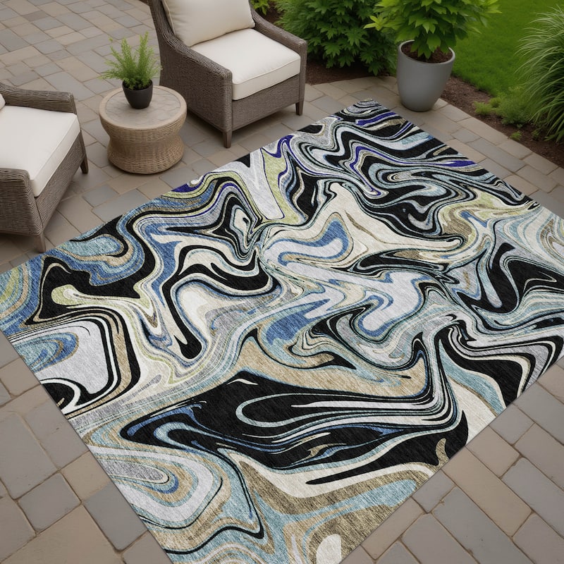 Machine Washable Indoor/ Outdoor Contemproary Fusion Chantille Rug