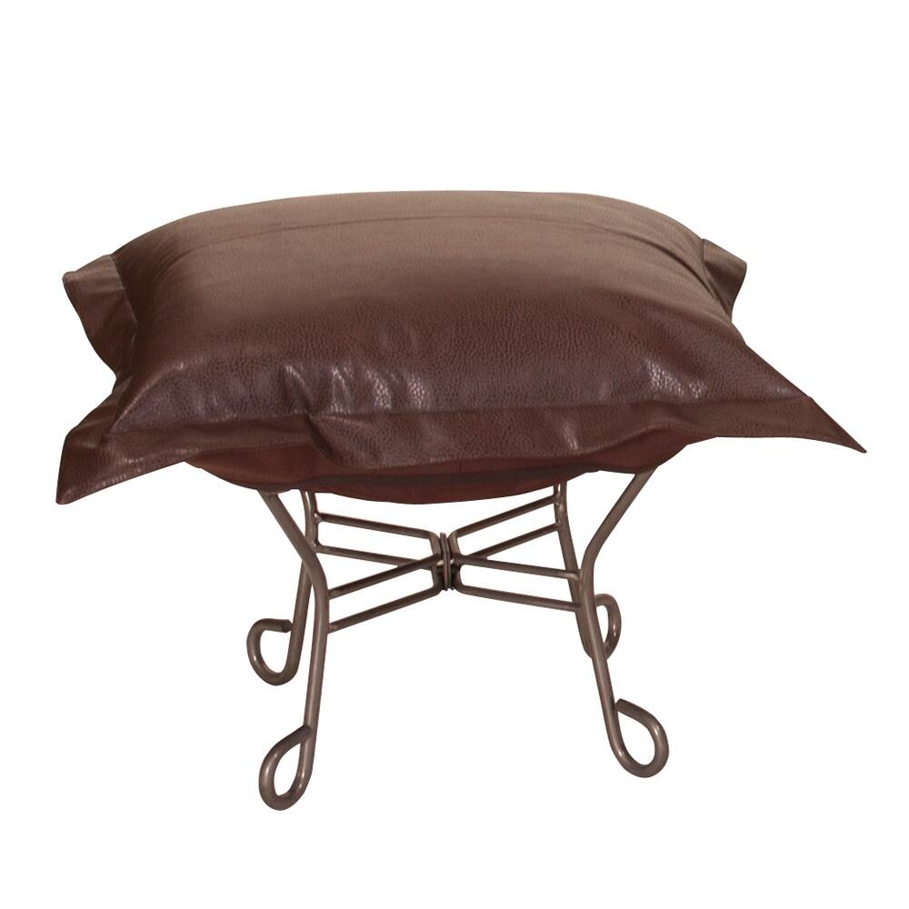 Allan Andrews Scroll Puff Ottoman with Titanium Frame & Cover, Avanti Collection