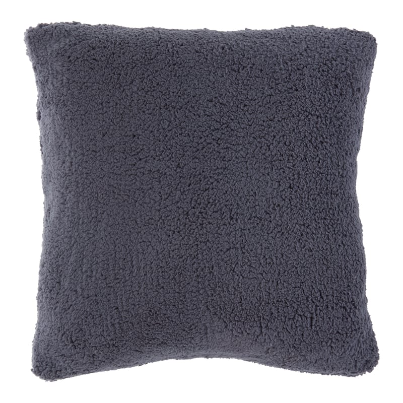 Cozy Sherpa Throw Pillow - Blue Steel