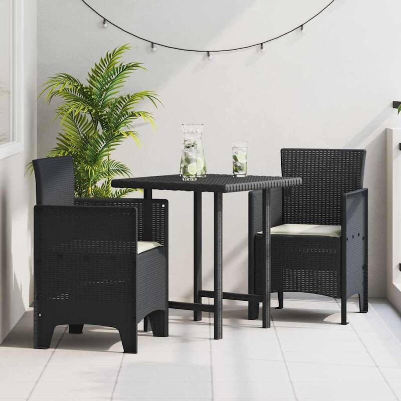 vidaXL Garden Chair 2/4 pcs Anthracite/Brown/White 53 x 49 x 85 cm PP - 53 x 49 x 85 cm - Anthracite Cream white /2