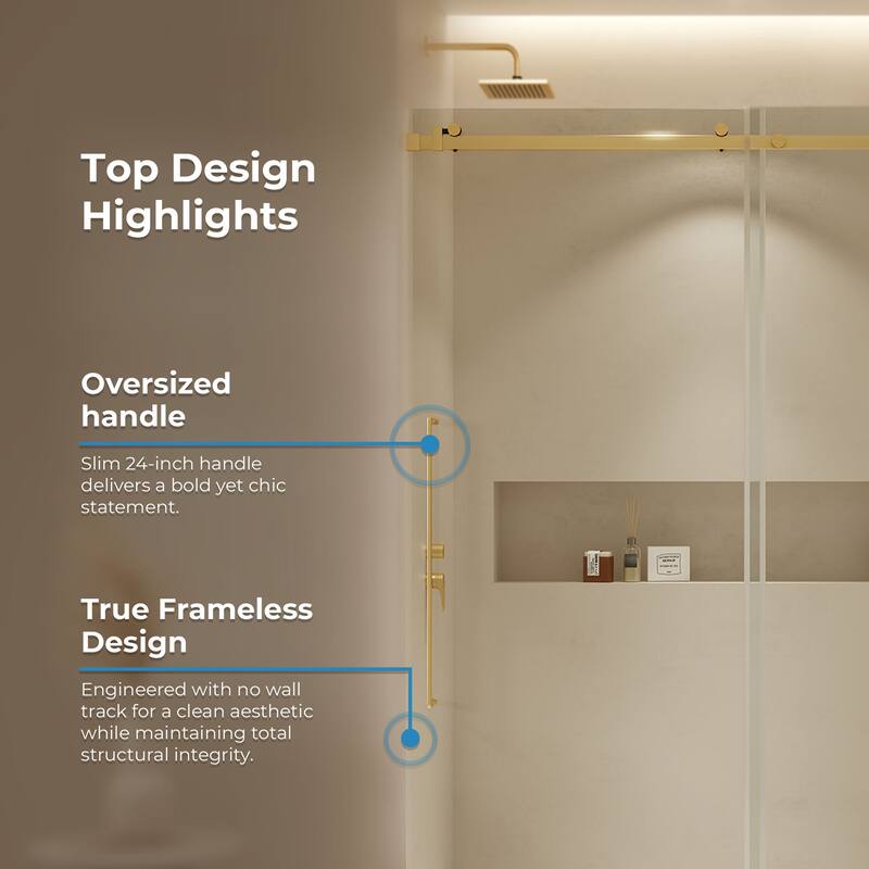 Selby Frameless Sliding Clear Alcove Shower Door