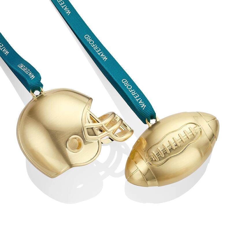 Waterford Football & Football Helmet Ornament, Set of 2