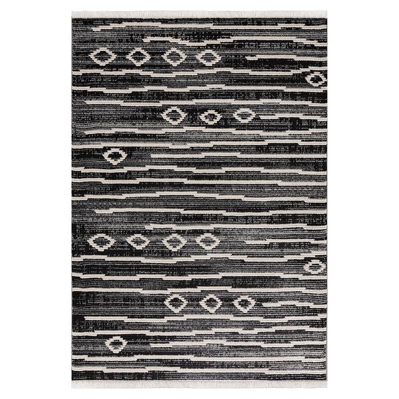 Juniper Collection Black Machine Made Indoor Area Rug