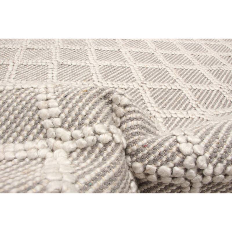 ECARPETGALLERY Braid weave Sienna Grey Wool Rug - 5'2 x 7'8