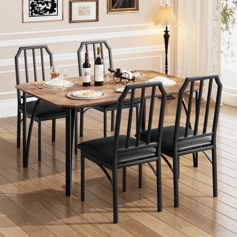 Farmhouse Dining Room Table Set for 4 Breakfast Nook - Grey