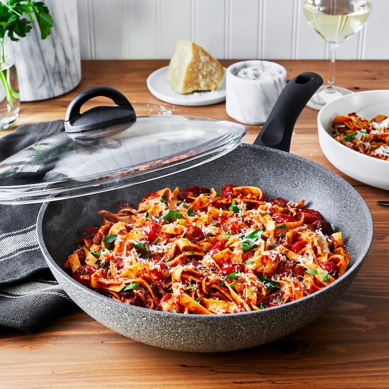 BALLARINI Parma by HENCKELS Forged Aluminum 11-inch Nonstick Stir Fry Pan with Lid, Made in Italy - Grey
