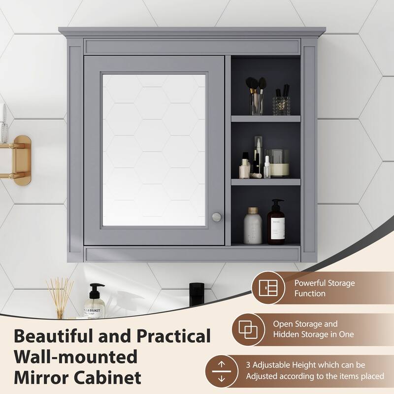 30'' x 28'' Medicine Cabinet, Wall Mounted Bathroom Storage Cabinet, Modern Bathroom Wall Cabinet with Mirror,Medicine Cabinet