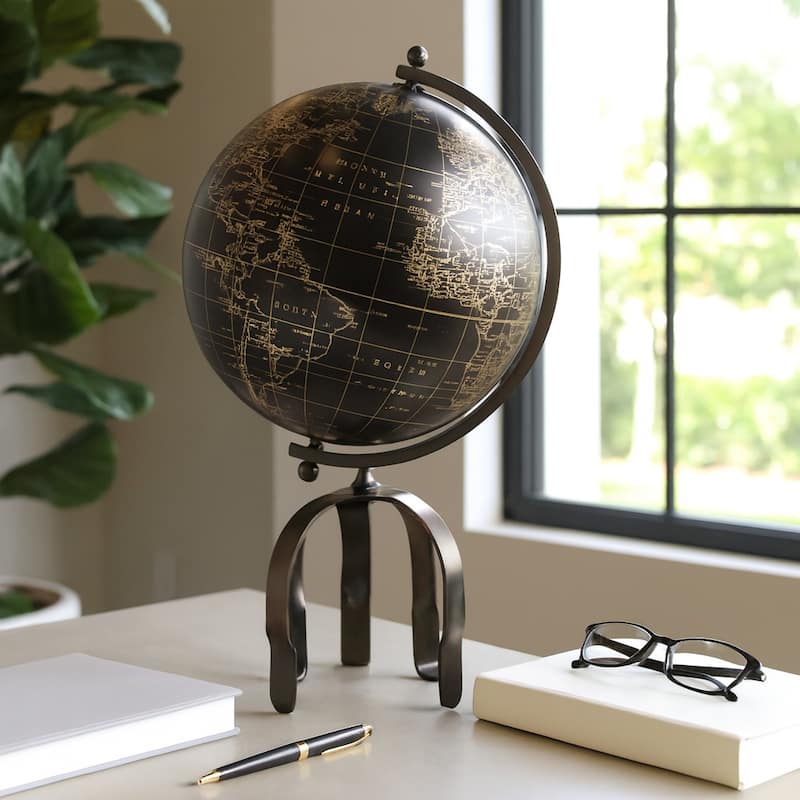 Modern Globe Sculpture with Unique Metal Stand for Home Decor